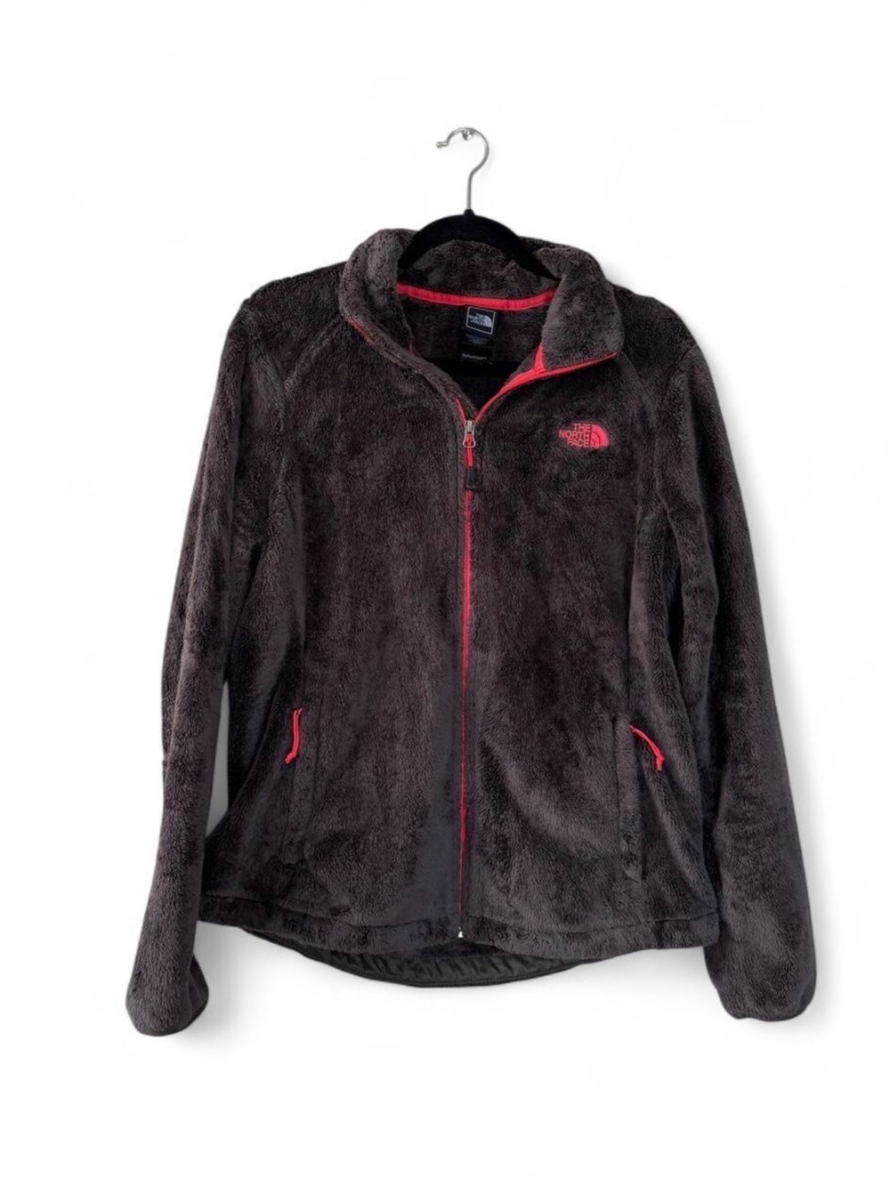 The North Face Women’s Olive Green Osito Fleece Jacket with Pink Accents